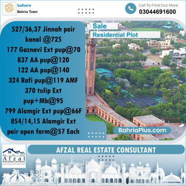 Residential Plot for Sale in Bahria Town, Lahore - (BP-335638)