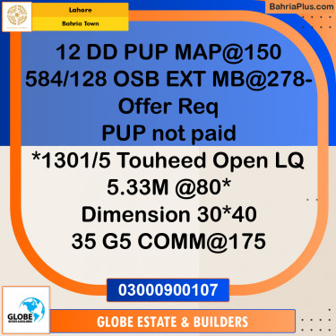 Residential Plot for Sale in Bahria Town, Lahore - (BP-335678)