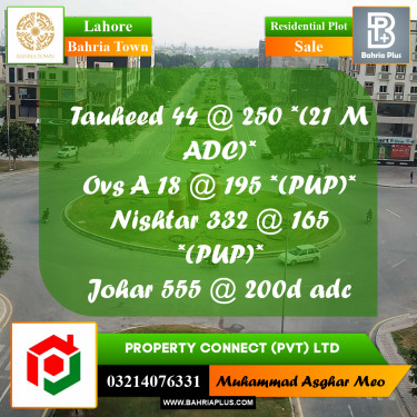 Residential Plot for Sale in Bahria Town, Lahore - (BP-335754)