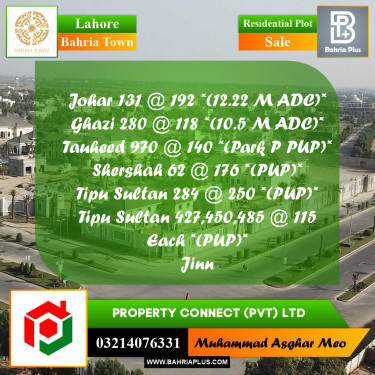Residential Plot for Sale in Bahria Town, Lahore - (BP-335755)