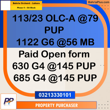 10 Marla Residential Plot for Sale in Phase 4 - G6 Block -  Bahria Orchard, Lahore - (BP-335813)