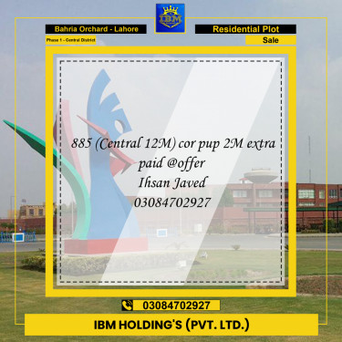 10 Marla Residential Plot for Sale in Phase 1 - Central District -  Bahria Orchard, Lahore - (BP-335815)
