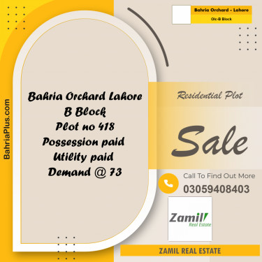 8 Marla Residential Plot for Sale in OLC-B Block -  Bahria Orchard, Lahore - (BP-335861)