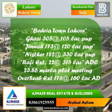 Residential Plot for Sale in Bahria Town, Lahore - (BP-335883)