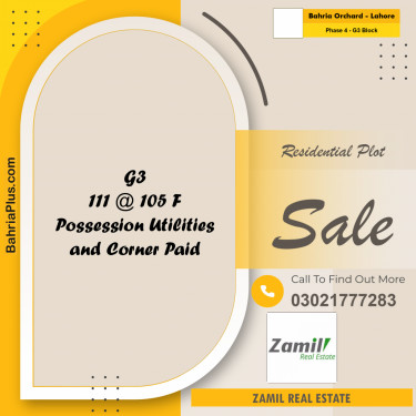 10 Marla Residential Plot for Sale in Phase 4 - G3 Block -  Bahria Orchard, Lahore - (BP-335885)
