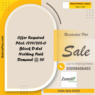 8 Marla Residential Plot for Sale in Phase 2 - D Ext -  Bahria Orchard, Lahore - (BP-335886)