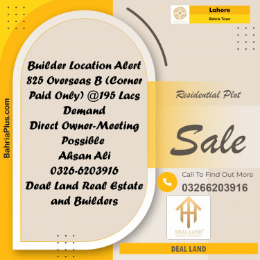10 Marla Residential Plot for Sale in Bahria Town, Lahore - (BP-335920)