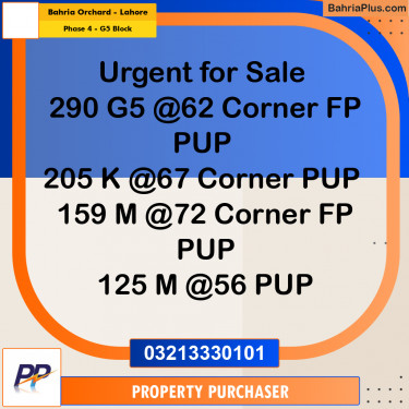 5 Marla Residential Plot for Sale in Phase 4 - G5 Block -  Bahria Orchard, Lahore - (BP-335933)