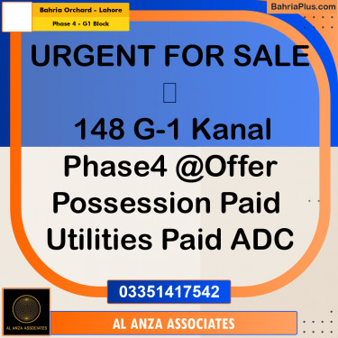 1 Kanal Residential Plot for Sale in Phase 4 - G1 Block -  Bahria Orchard, Lahore - (BP-336022)