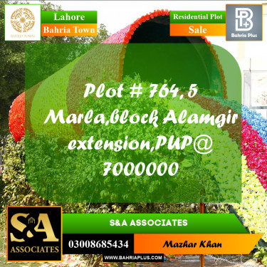 5 Marla Residential Plot for Sale in Bahria Town, Lahore - (BP-336087)