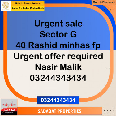10 Marla Residential Plot for Sale in Sector G - Rashid Minhas Block -  Bahria Town, Lahore - (BP-336113)