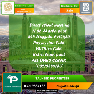 10 Marla Residential Plot for Sale in Sector C - Nargis/Hussain Ext. -  Bahria Town, Lahore - (BP-336119)