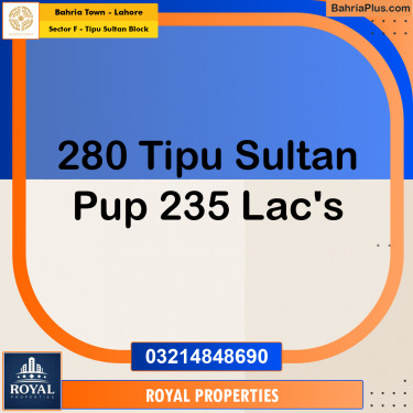 1 Kanal Residential Plot for Sale in Sector F - Tipu Sultan Block -  Bahria Town, Lahore - (BP-336145)