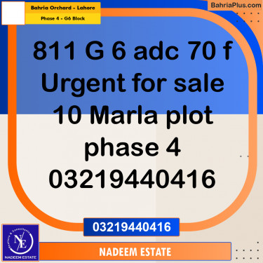 Residential Plot for Sale in Phase 4 - G6 Block -  Bahria Orchard, Lahore - (BP-336168)