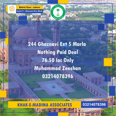 5 Marla Residential Plot for Sale in Sector F - Ghaznavi Ext. Block -  Bahria Town, Lahore - (BP-336187)