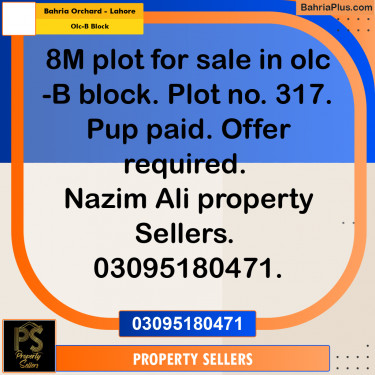 8 Marla Residential Plot for Sale in OLC-B Block -  Bahria Orchard, Lahore - (BP-336229)