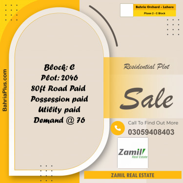 8 Marla Residential Plot for Sale in Phase 2 - C Block -  Bahria Orchard, Lahore - (BP-336302)