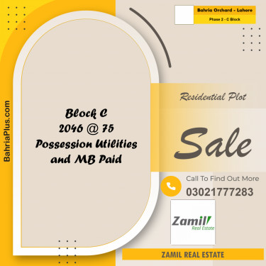 8 Marla Residential Plot for Sale in Phase 2 - C Block -  Bahria Orchard, Lahore - (BP-336395)