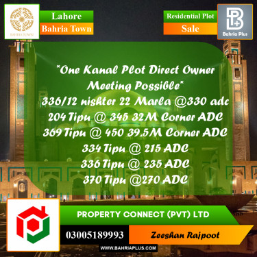 Residential Plot for Sale in Bahria Town, Lahore - (BP-336414)
