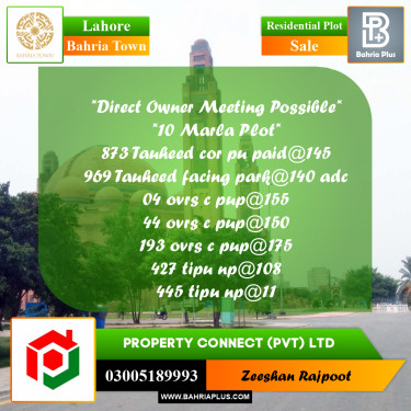 Residential Plot for Sale in Bahria Town, Lahore - (BP-336421)