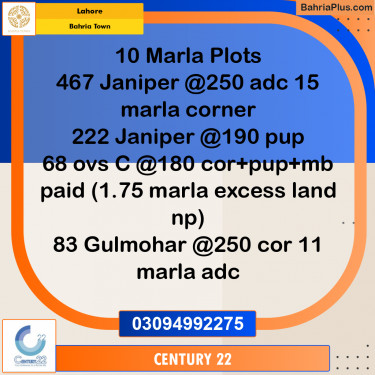 10 Marla Residential Plot for Sale in Bahria Town, Lahore - (BP-336428)