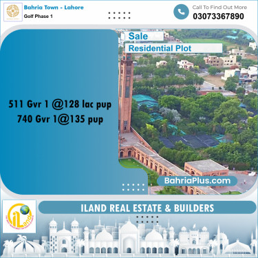 10 Marla Residential Plot for Sale in Golf Phase 1 -  Bahria Town, Lahore - (BP-336459)
