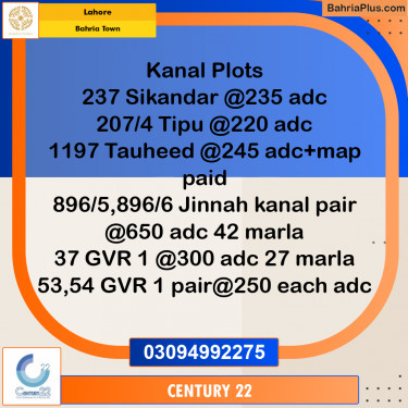 1 Marla Residential Plot for Sale in Bahria Town, Lahore - (BP-336483)