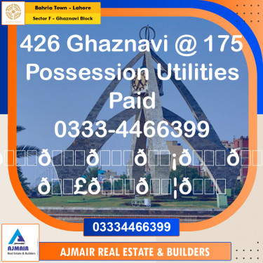 10 Marla Residential Plot for Sale in Sector F - Ghaznavi Block -  Bahria Town, Lahore - (BP-336543)