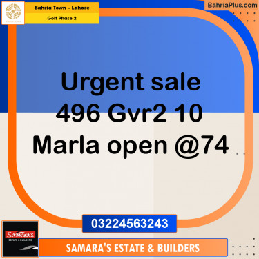 10 Marla Residential Plot for Sale in Golf Phase 2 -  Bahria Town, Lahore - (BP-336615)