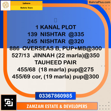 Residential Plot for Sale in Bahria Town, Lahore - (BP-336689)