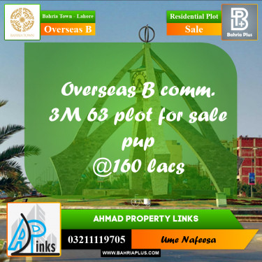 3 Marla Residential Plot for Sale in Overseas B -  Bahria Town, Lahore - (BP-337009)