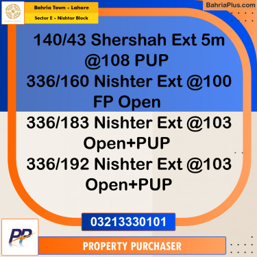 5 Marla Residential Plot for Sale in Sector E - Nishtar Block -  Bahria Town, Lahore - (BP-337052)