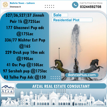 10 Marla Residential Plot for Sale in Overseas A -  Bahria Town, Lahore - (BP-337064)