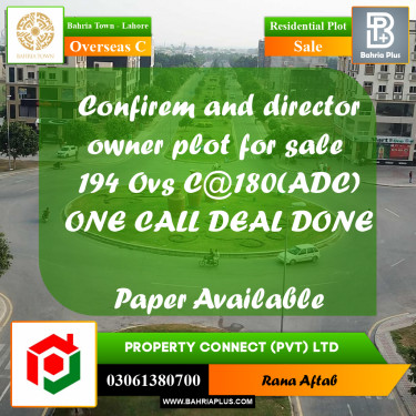 10 Marla Residential Plot for Sale in Overseas C -  Bahria Town, Lahore - (BP-337078)