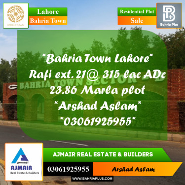 Residential Plot for Sale in Bahria Town, Lahore - (BP-337094)