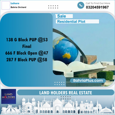Residential Plot for Sale in Bahria Orchard, Lahore - (BP-337115)