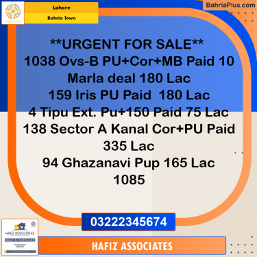 Residential Plot for Sale in Bahria Town, Lahore - (BP-337119)