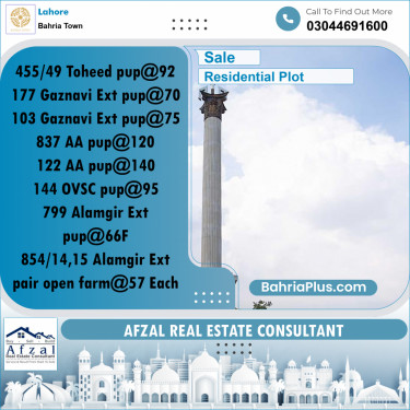 Residential Plot for Sale in Bahria Town, Lahore - (BP-337175)