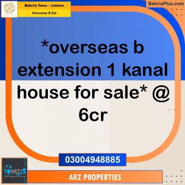 Residential Plot for Sale in Overseas B Ext -  Bahria Town, Lahore - (BP-337242)