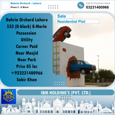 8 Marla Residential Plot for Sale in Phase 2 - D Block -  Bahria Orchard, Lahore - (BP-337272)