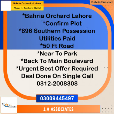 8 Marla Residential Plot for Sale in Phase 1 - Southern District -  Bahria Orchard, Lahore - (BP-344067)