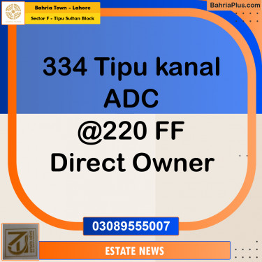 Residential Plot for Sale in Sector F - Tipu Sultan Block -  Bahria Town, Lahore - (BP-346592)
