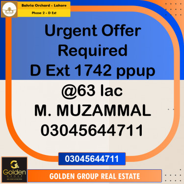8 Marla Residential Plot for Sale in Phase 2 - D Ext -  Bahria Orchard, Lahore - (BP-346593)