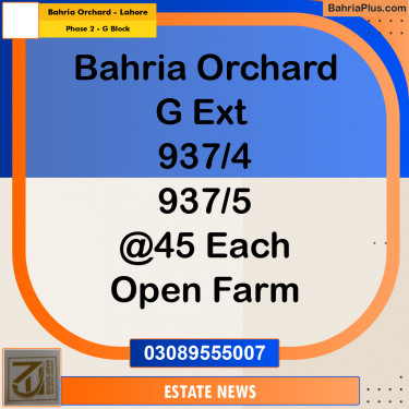 Residential Plot for Sale in Phase 2 - G Block -  Bahria Orchard, Lahore - (BP-346608)