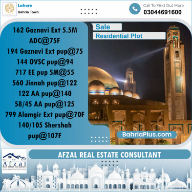 Residential Plot for Sale in Bahria Town, Lahore - (BP-346751)