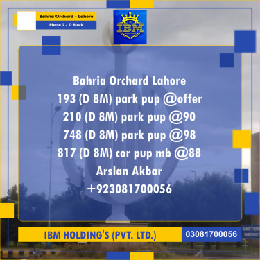 8 Marla Residential Plot for Sale in Phase 2 - D Block -  Bahria Orchard, Lahore - (BP-346764)