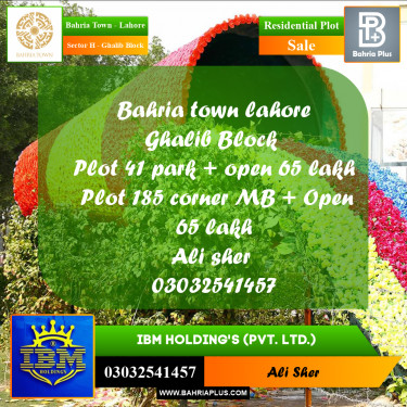 5 Marla Residential Plot for Sale in Sector H - Ghalib Block -  Bahria Town, Lahore - (BP-346806)