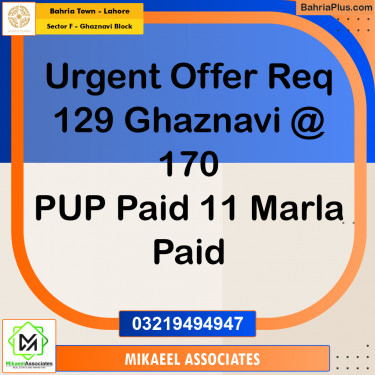 11 Marla Residential Plot for Sale in Sector F - Ghaznavi Block -  Bahria Town, Lahore - (BP-346873)