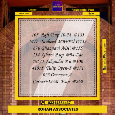 Residential Plot for Sale in Bahria Town, Lahore - (BP-346875)