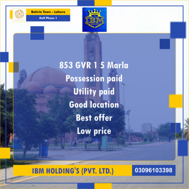 5 Marla Residential Plot for Sale in Golf Phase 1 -  Bahria Town, Lahore - (BP-346881)